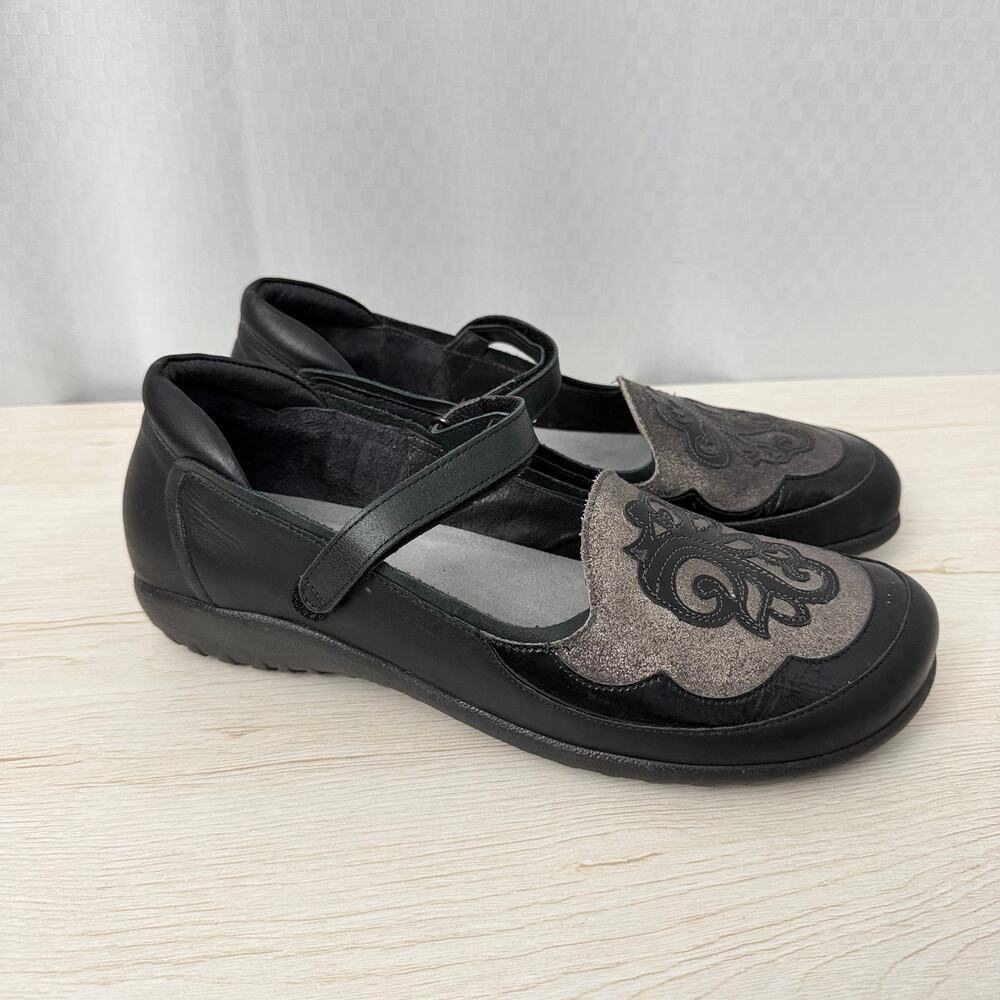Naot Shoes Womens Size 11 Motu Mary Jane Flats Black Leather Comfort